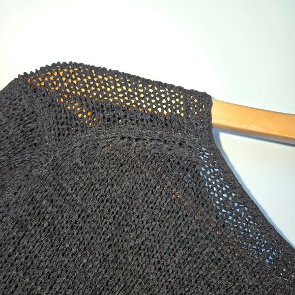 Josephine Chaus Black Mesh Knit Lightweight Layering Sweater Size M - Picture 4 of 6